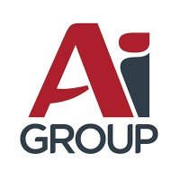 Logo of AI Group with a stylized letter 'A' and 'I' in red and blue, and the word 'GROUP' below in dark gray.