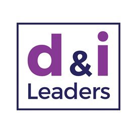 Logo for d&i Leaders featuring purple and dark blue text