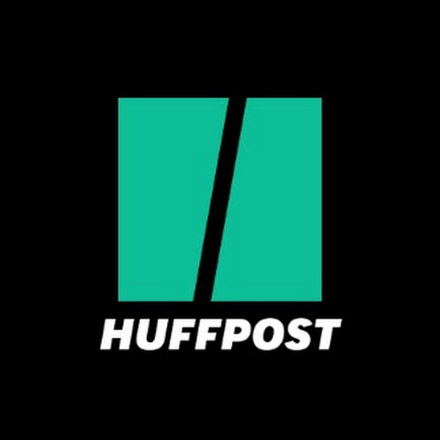 HuffPost logo with a stylized 'H' in turquoise and black background.