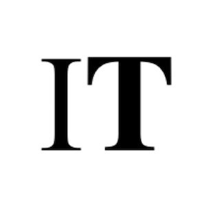 The image displays the text 'IT' in large black capital letters on a white background.