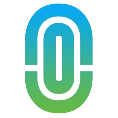 Stylized letter 'O' with gradient blue to green color in a looped outline.