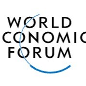 Logo of the World Economic Forum with stylized text and a curved line