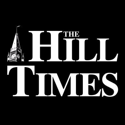 Logo of The Hill Times newspaper with a church steeple illustration.