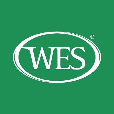 Green background with white oval logo containing the letters 'WES' in the center.
