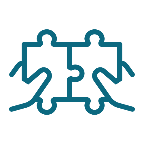 Two hands holding two interlocking puzzle pieces.