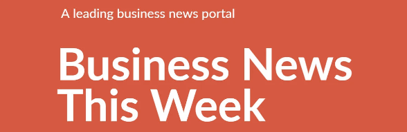 Red background with white and orange text that reads 'A leading business news portal: Business News This Week'.